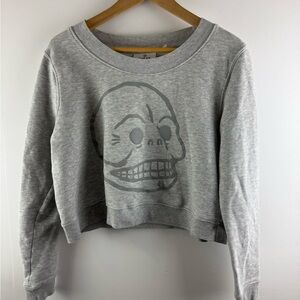 Cheap Monday Grey Skull Graphic Cropped Sweatshirt Size M Crewneck